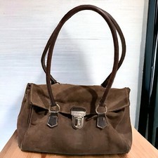 Roots Canada Genuine Vintage Suede Leather Brown Satchel Shoulder Bag