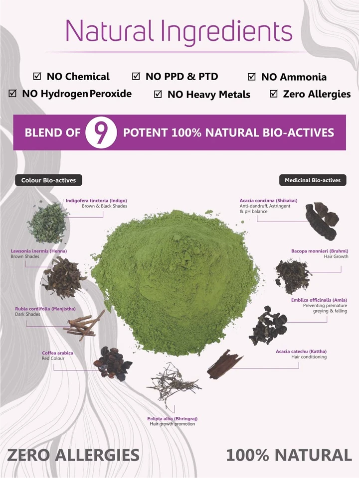 Vegetale Bio-Haarfarbe, Sanftes Schwarz Für Nährendes Haar 50g - Bild 4 von 4