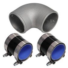  2.5"63mm 90 Degree Cast Aluminum Elbow Intercooler Turbo +Silicone Hose Black