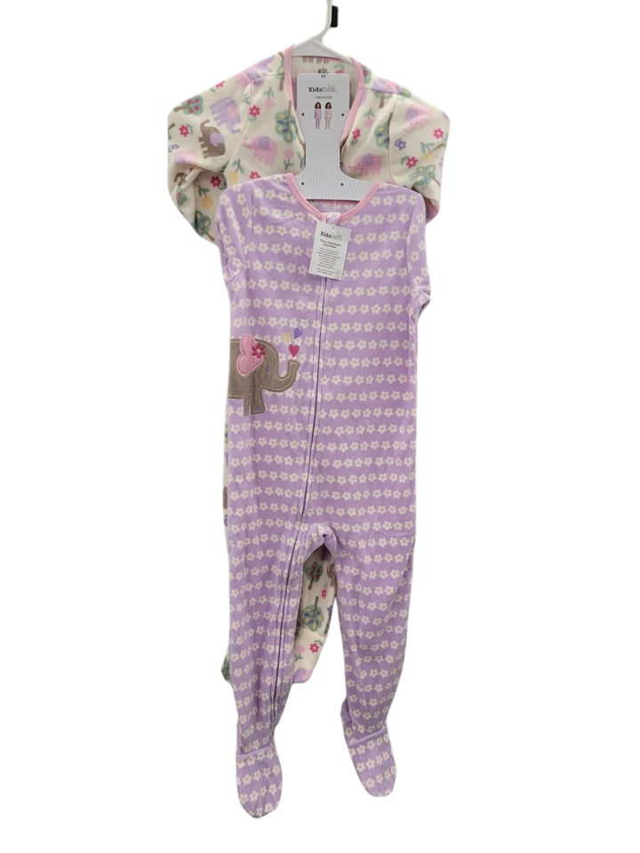 Paquete de 2 mantas de pijama de lana para dormir 5T púrpura elefante para niños - nuevas con etiquetas Foto 4 de 4