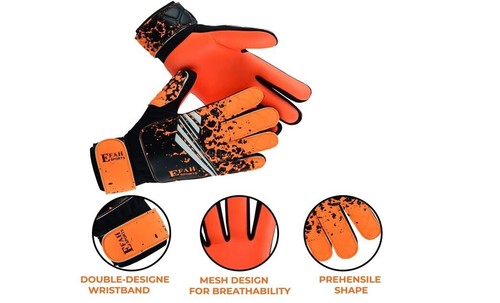 Efah Sports Football Goalkeeper Gloves Youth Size 6 (13-15 Yrs) Orange - Picture 2 of 5