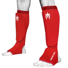 MEISTER ELASTIC CLOTH SHIN & INSTEP GUARDS - RD Muay Thai MMA Taekwondo Leg Pads