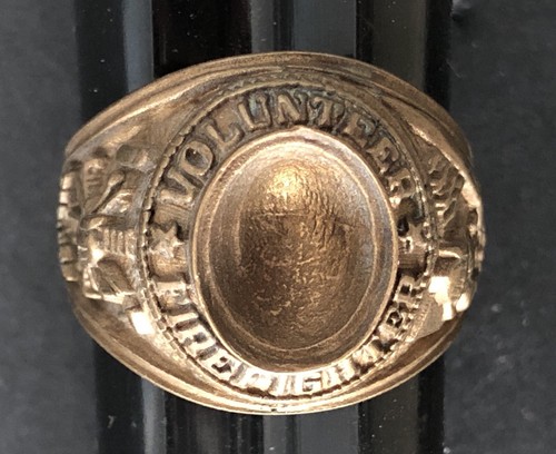 Anello vintage in ottone per pompiere volontario, taglia 11 - Foto 3 di 8