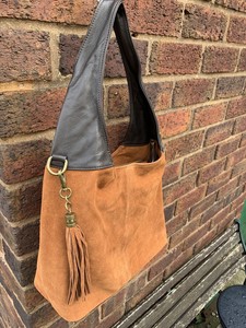 tan suede slouch bag