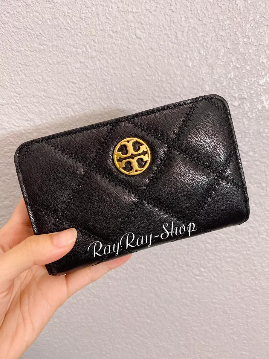 NWT TORY BURCH WOMENS WILLA MEDIUM WALLET BLACK QUILTED BAG PURSE