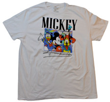 Disney Mens Mickey Mouse  Friends Vintage Graphic White Shirt New XL