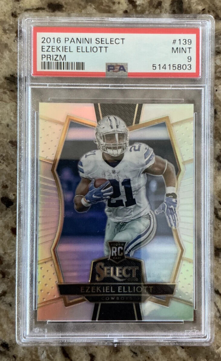 EZEKIEL ELLIOTT DALLAS COWBOYS 2016 Panini SELECT ROOKIE Card# 139 GEM MT PSA 9