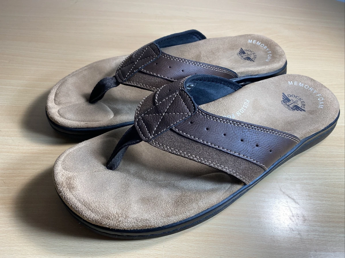 Dockers Brown Memory Foam Fusion Foot Bed Comfort Flip Flops