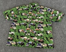 Roper Mens XL Hawaiian Camp Shirt Cowboy Horse Trailer Rodeo Western