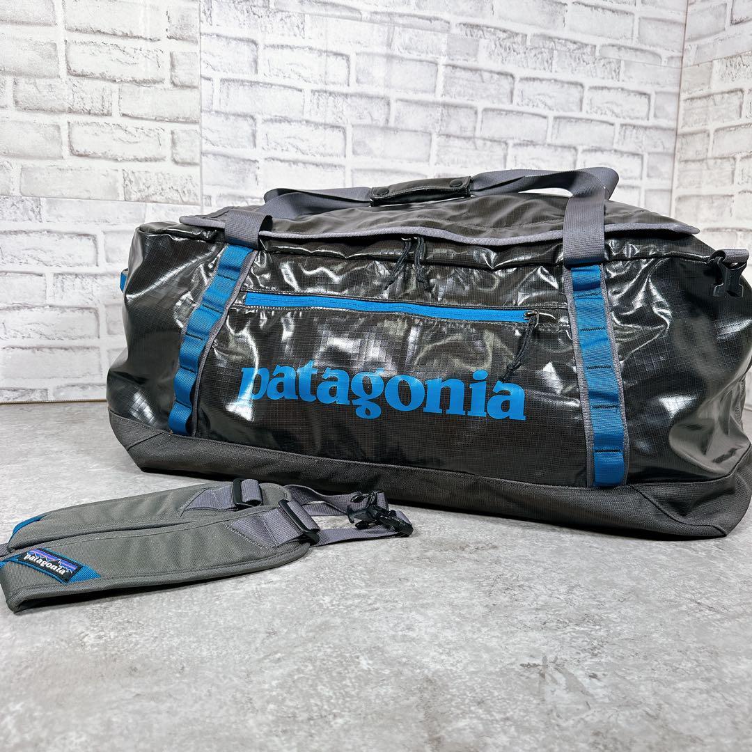 Patagonia Black Hole Duffle Bag 90L Black & Blue Limited Rare Used 