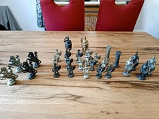 28 Schachbrettfiguren aus Zinn Schachbrett Figuren - Reinzinn !