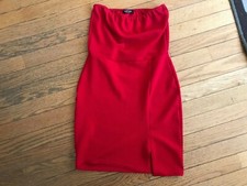 NEW Nasty Gal polyester elastaine red strapless dress size 8
