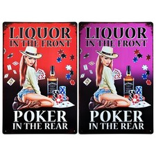 LIQUOR in the front POKER in the rear Metal plaque Jack Daniels bar pub Tin sign