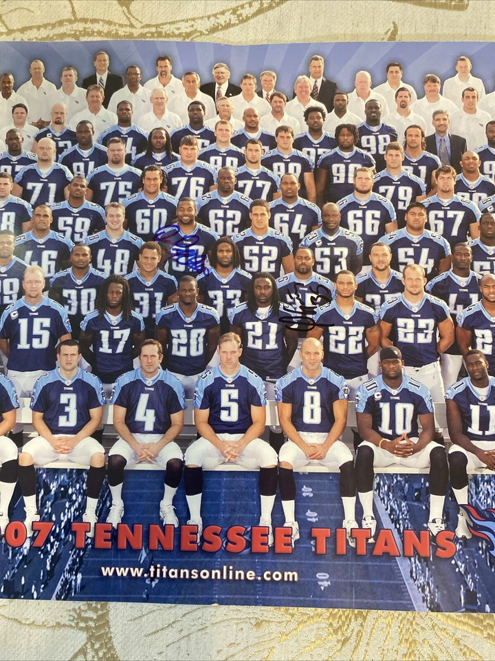 Tennessee Titans Team 8X10 2007 autografiado por Quinton Ganther y David Thornton Foto 3 de 4