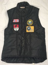 Vintage Black Puffer Vest With 4 Motorcycling Patches Men  s Medium 40/42 BMW