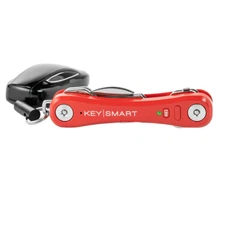 KeySmart Pro - Compact Smart Key Holder w LED Flashlight & Tile Bluetooth Red
