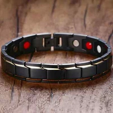 Men Wide Double-Row Copper Magnetic Link Energy Arthritis Pain Relief Bracelet