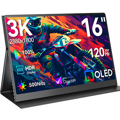 Tragbarer UPERFECT OLED-Monitor 16'' 3K 2880*1800 120Hz Gaming-Monitore 100000:1