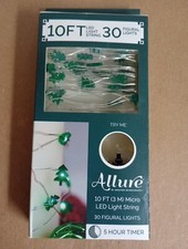 10 Ft. Micro LED Light String with 30 Pine Shaped Light 5Hour Timer 2 AA Not Inc