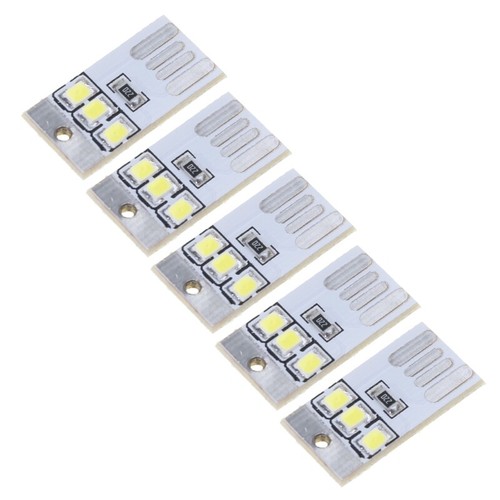 5Pcs LED Lamp USB Night Light Pocket Card LED Keychains Lamp 0.2W Reading - Photo 2/10