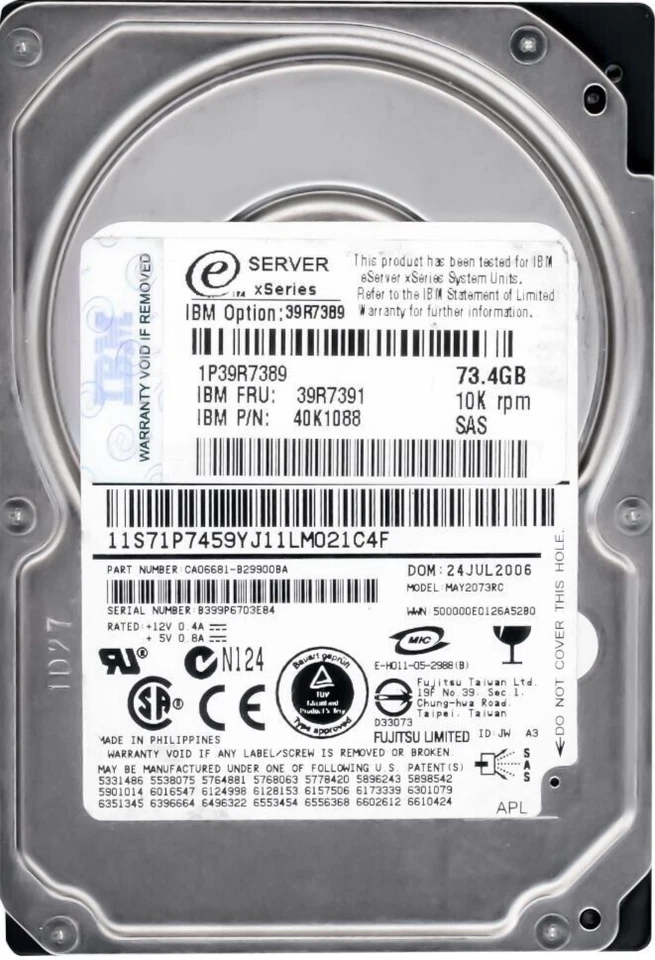 Hard Drive IBM 39R7391 40K1088 73GB 10K 8MB SAS 2.5'' MAY2073RC - Image 3 of 3
