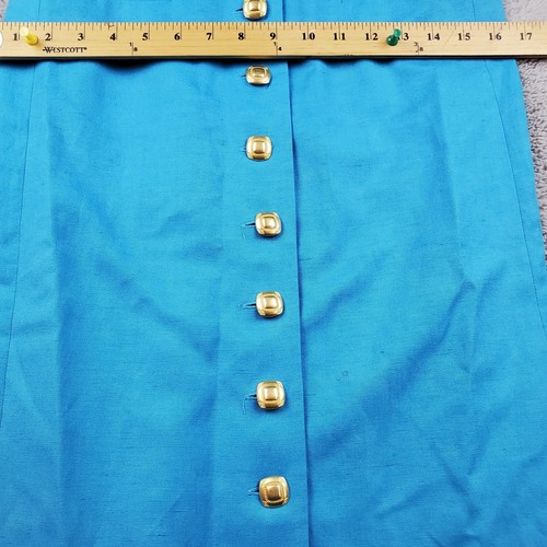 Cynthia Howie Linen Maxi Dress Women 8 Blue Short Sleeve Buttons Maggy Boutique - Picture 4 of 8