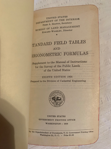 United States Department of the Interior Standard Field Tables (1956 HC) Vintage - Bild 8 von 9