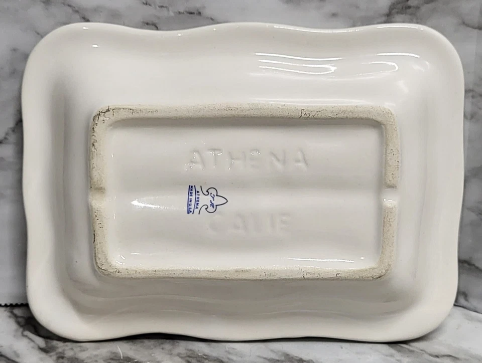 Vintage Rose Print Soap Dish. Athena California. Usa. White Ceramic. Country.... - Image 2 of 4