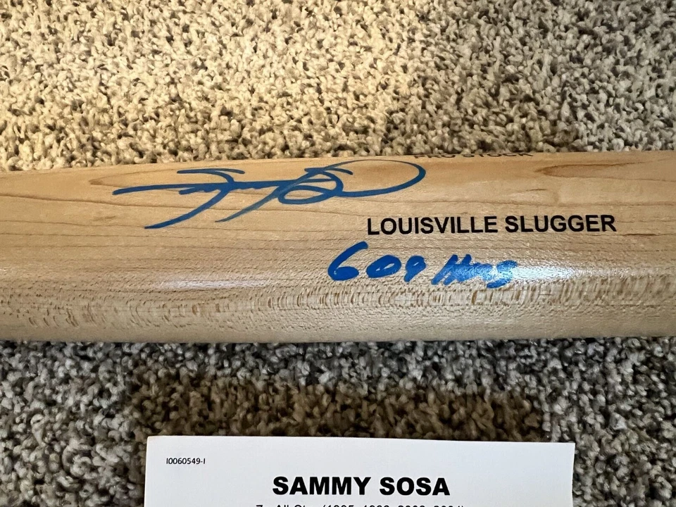 Sammy Sosa Signed Blonde Louisville Slugger Baseball Bat "609 HR" JSA Cert - Image 2 of 4