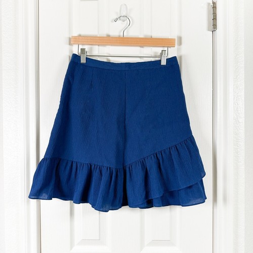 NWT Banana Republic Factory Size 4 Blue Ruffle A Line Mini Skirt Flowy Spring
