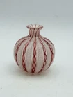 Vintage Murano Style Pink White Latticino Art Glass Bud Vase