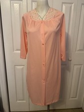 Vintage San Souci Nylon Short Nightgown Robe Day Dress Peach 3/4 Sleeve Small
