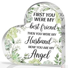 In Memory of Husband Acrylic Heart Plaque, Bereavement Husband 4 X 4 IN