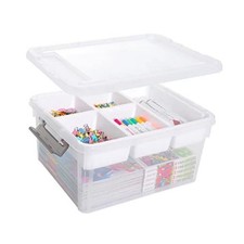 17 QT Plastic Storage Box with Removable Tray Craft Organizers 17 Qt- 1 Pack