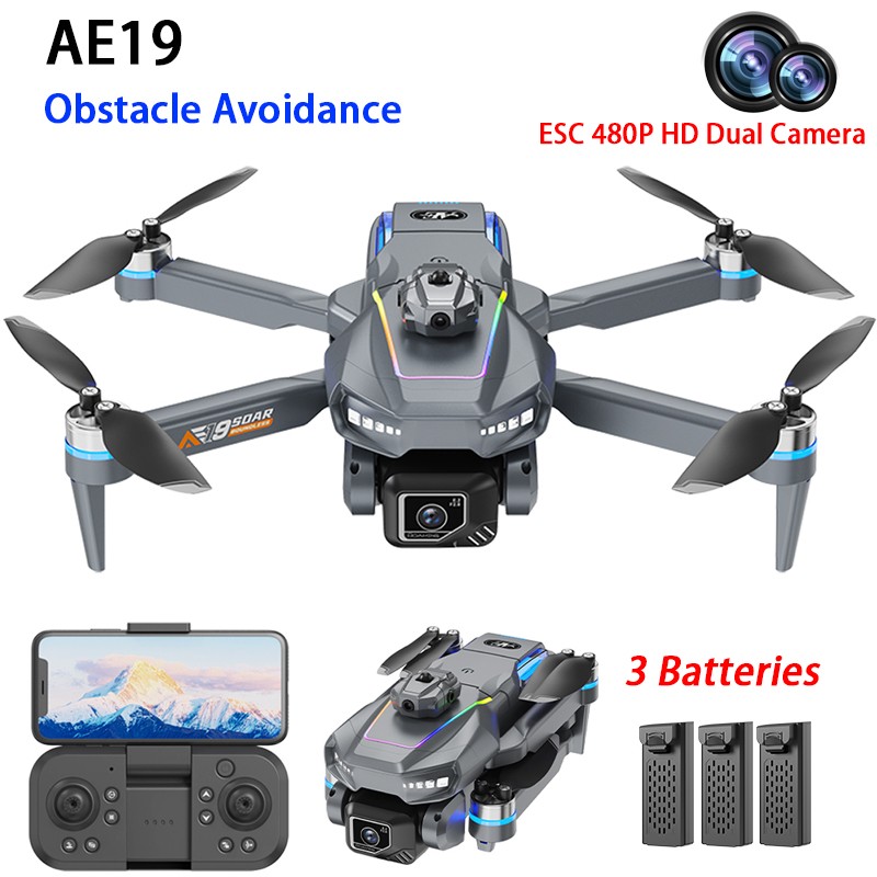 AE19 RC Drone WIFI FPV ESC Dual HD Camera Obstacle Avoidance Quadcopter Toy