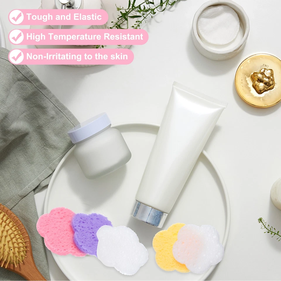 60 Count Compressed Facial Sponges Flower Pads, Yellow - Image 3 of 4