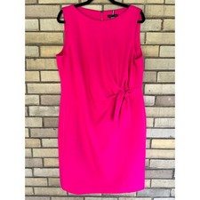 Tommy Hilfiger Hot Pink Side Tie Sleeveless Sheath Dress Size 14 NWT $99