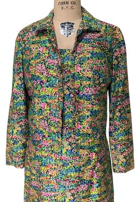 RONA New York Vintage 70s Women's Floral Dress & Jacket Ensemble - Sz S - USA
