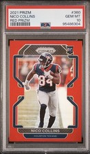 2021 Panini Prizm Nico Collins Red Prizm #360 RC SSP PSA 10 GEM MINT