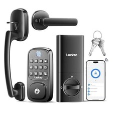 Smart Door Lock with Handle, WiFi Fingerprint Deadbolt, Keypad, App Voice ctl