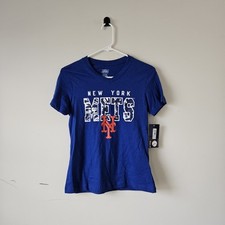 New York Mets V-Neck T-Shirt Tee Youth Large 10/12 Blue MLB Girls Cotton NWT