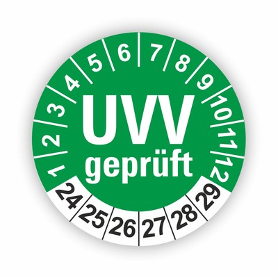 UVV geprüft Prüfplaketten GRÜN Ø 20 I 30 I 40 mm DIN NORM I Wartungsetiketten