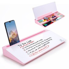 Desk Whiteboard Dry Erase Board with Drawer, Keyboard Stand, Pink