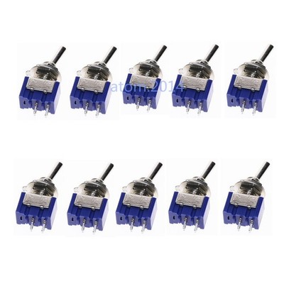 10pcs MTS-101 2 Pin SPST Toggle Switch ON-OFF 2 Position 1/4'' Mounting Hole *gi