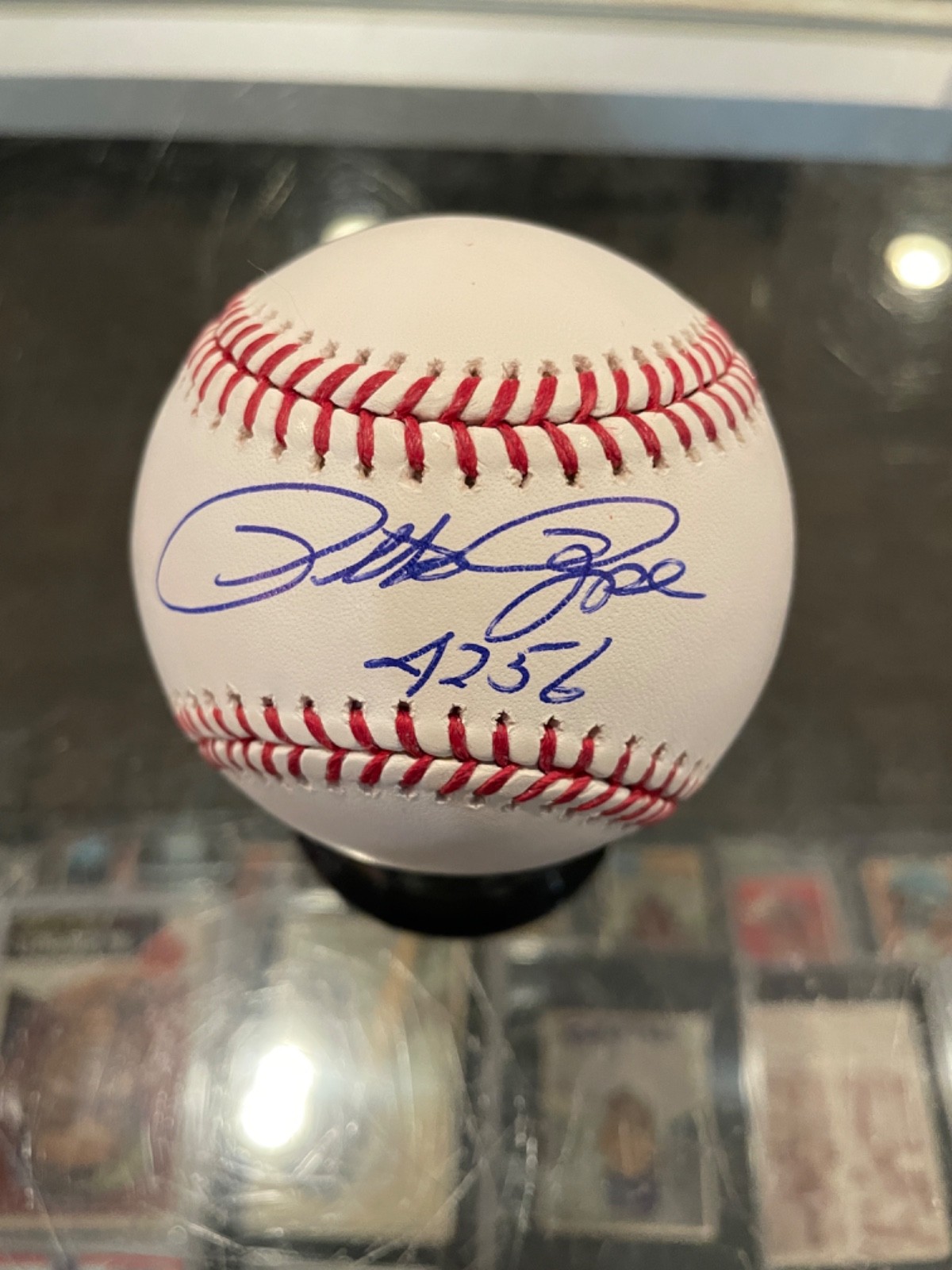 PETE ROSE 4256 HITS REDS PHILLIES MINT SINGLE SIGNED BASEBALL FITERMAN AUTH 
