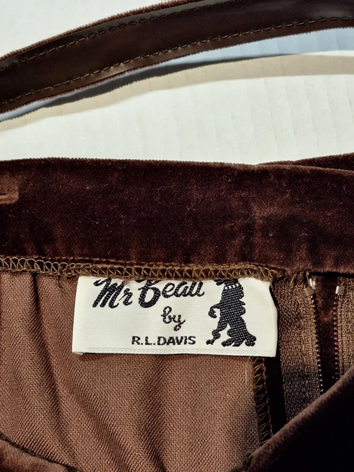 Vintage Mr. Conjunto de 3 pantalones de terciopelo aplastado marrón Beau By R.l Davis, talla 10 Foto 4 de 4