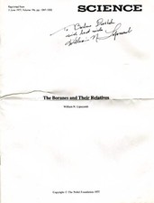 NOBEL PRIZE CHEMISTRY William Lipscomb autograph, scientific article signed