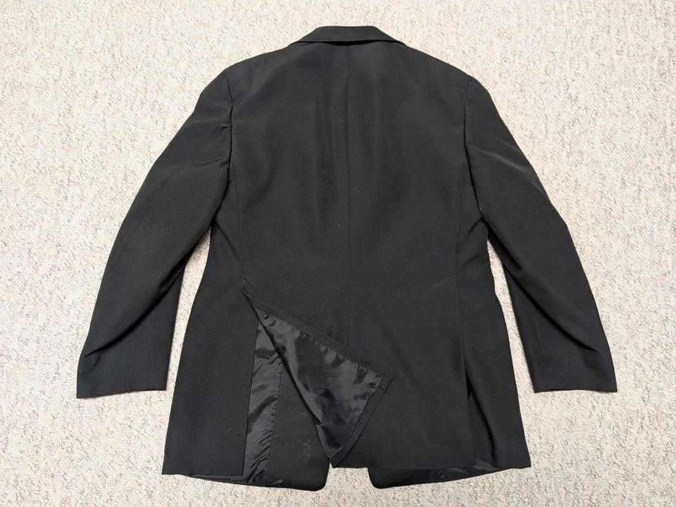 Esmoquin vintage de los años 70 hecho en EE. UU. negro 40S 34x30 formal solapa ancha pierna acampanada Foto 3 de 4