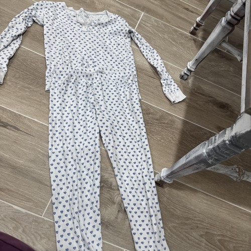 Roller Rabbit | Blue + White Hearts Unisex Pajama Set | Size 12 kids