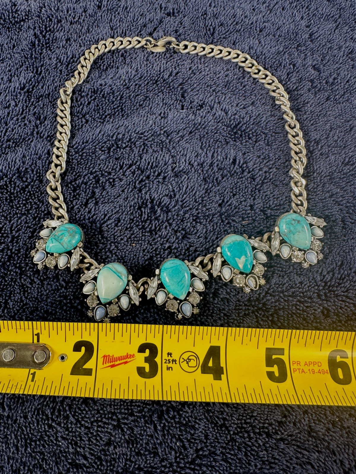 Express Turquoise Statement Necklace Silver Tone … - image 1